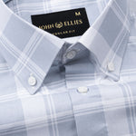 Gogh Soft Grey Check Button Down Cotton Shirt - John Ellies