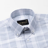 Gogh Soft Grey Check Button Down Cotton Shirt - John Ellies