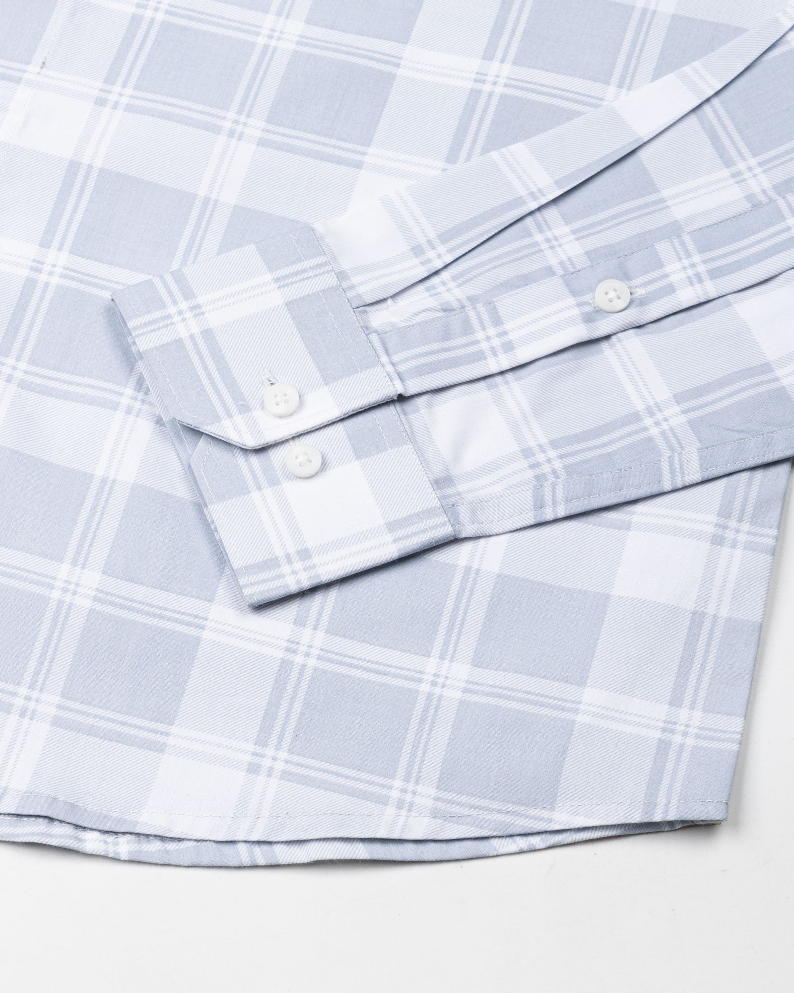 Gogh Soft Grey Check Button Down Cotton Shirt - John Ellies