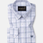 Gogh Silver Check Button Down Cotton Shirt - John Ellies