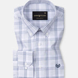Gogh Silver Check Button Down Cotton Shirt - John Ellies