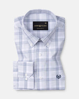 Gogh Silver Check Button Down Cotton Shirt
