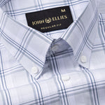 Gogh Silver Check Button Down Cotton Shirt - John Ellies
