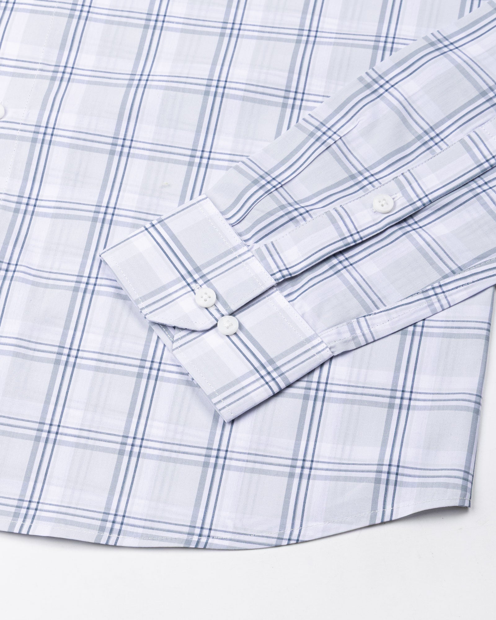 Gogh Silver Check Button Down Cotton Shirt - John Ellies