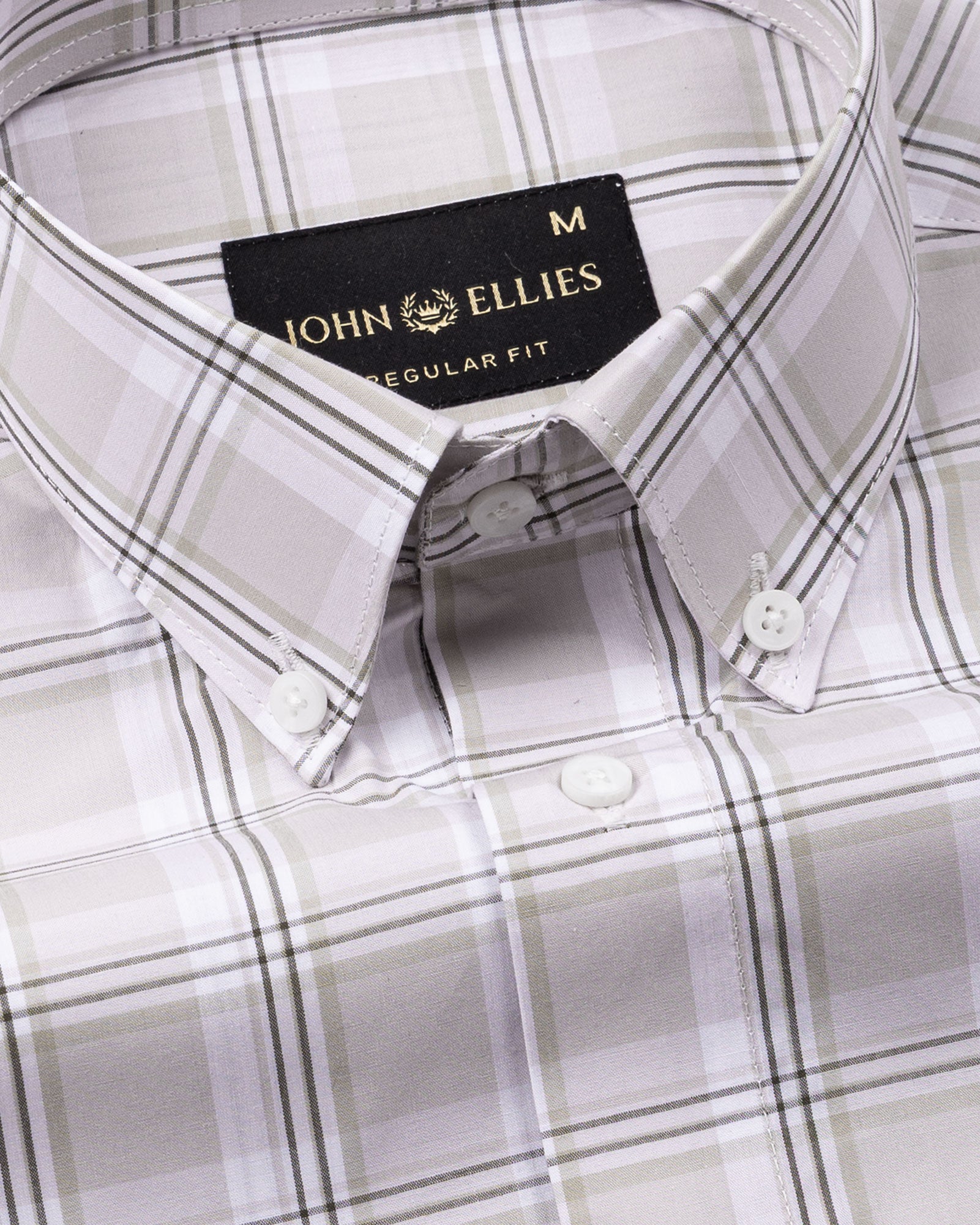 Gogh Beige Check Button Down Cotton Shirt - John Ellies