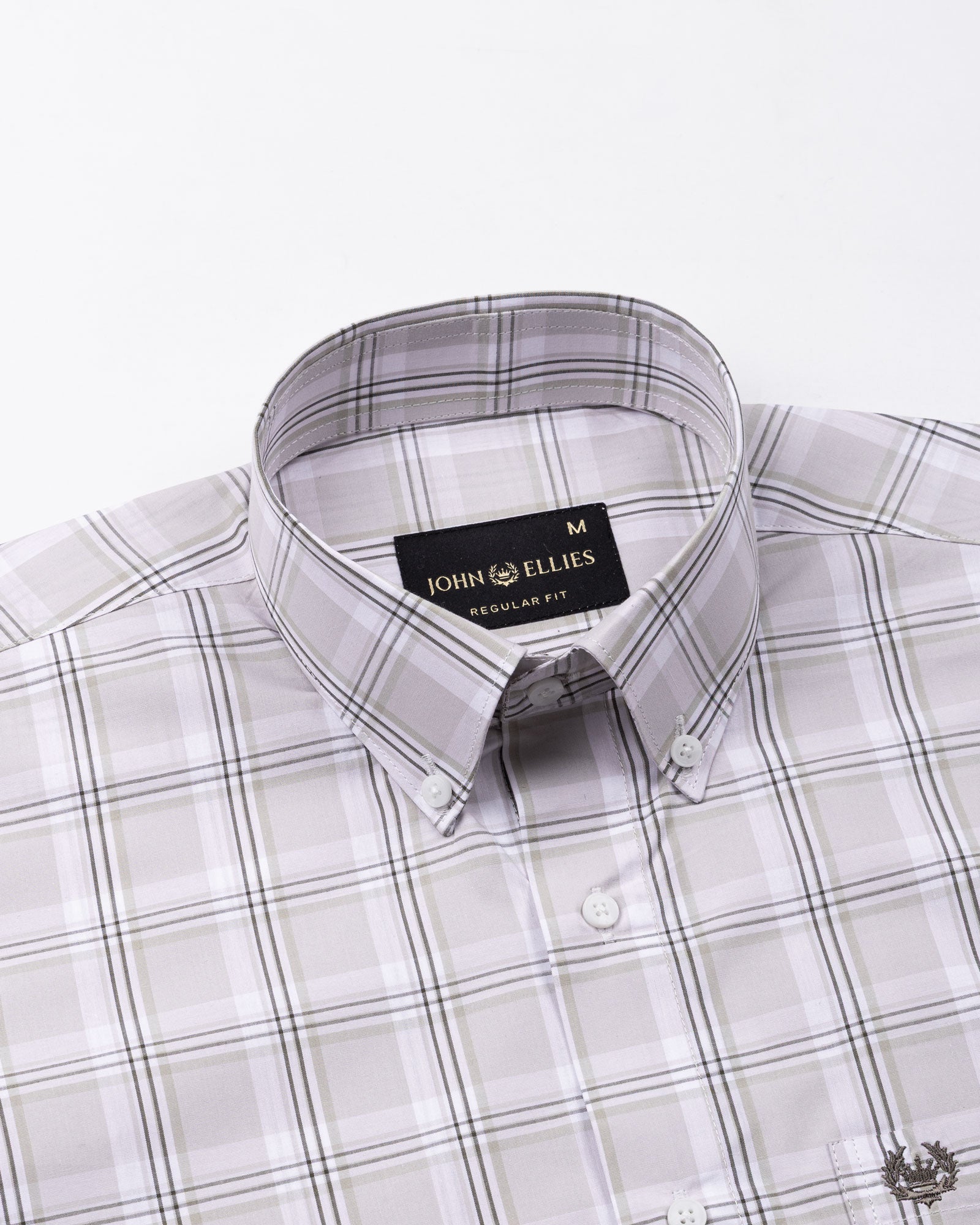 Gogh Beige Check Button Down Cotton Shirt - John Ellies