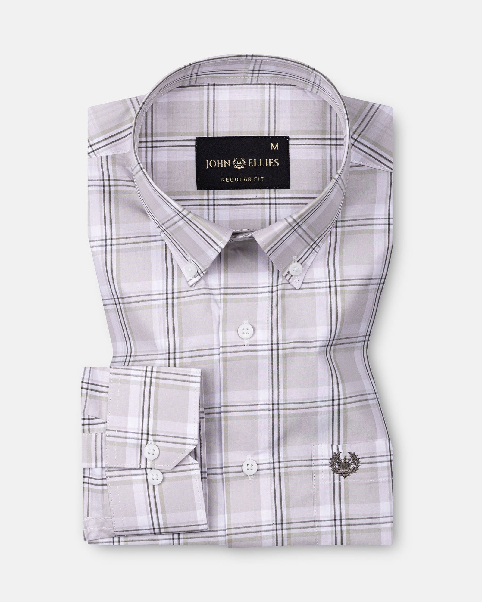Gogh Beige Check Button Down Cotton Shirt - John Ellies
