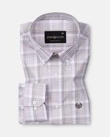 Gogh Beige Check Button Down Cotton Shirt