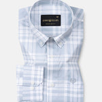 Gogh Steel Blue Check Button Down Cotton Shirt - John Ellies