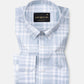 Gogh Steel Blue Check Button Down Cotton Shirt - John Ellies