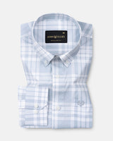 Gogh Steel Blue Check Button Down Cotton Shirt