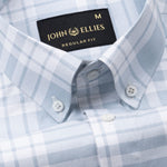 Gogh Steel Blue Check Button Down Cotton Shirt - John Ellies