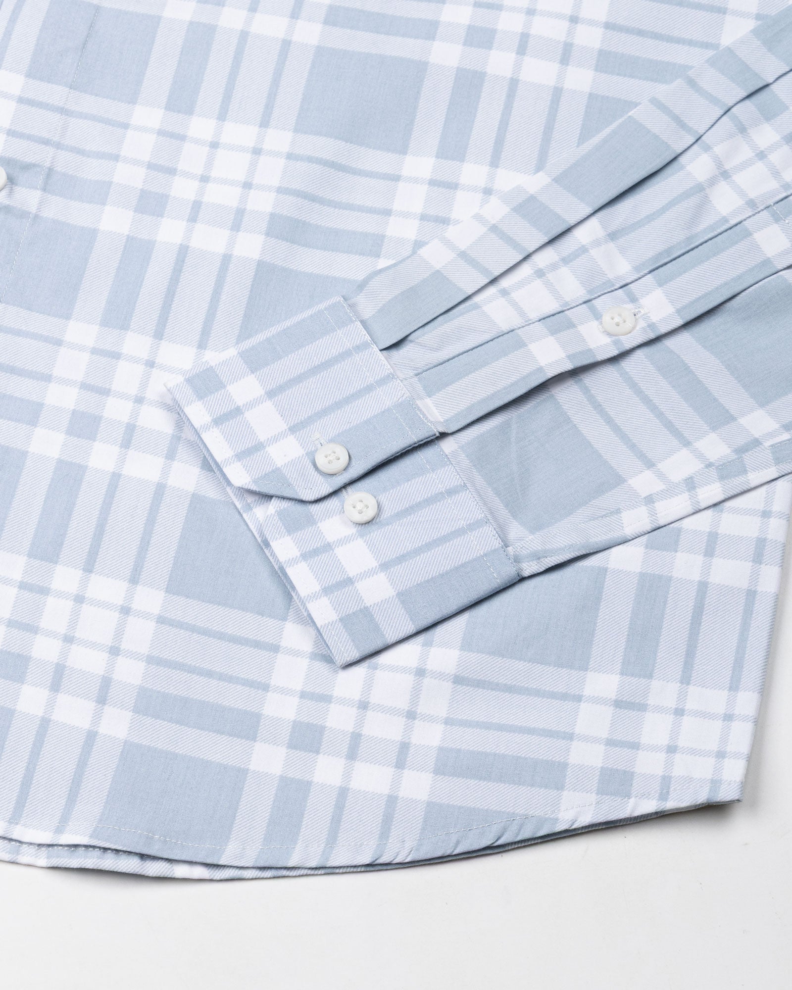 Gogh Steel Blue Check Button Down Cotton Shirt - John Ellies