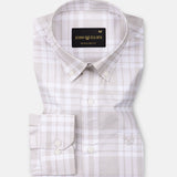 Gogh Cream Check Button Down Cotton Shirt - John Ellies