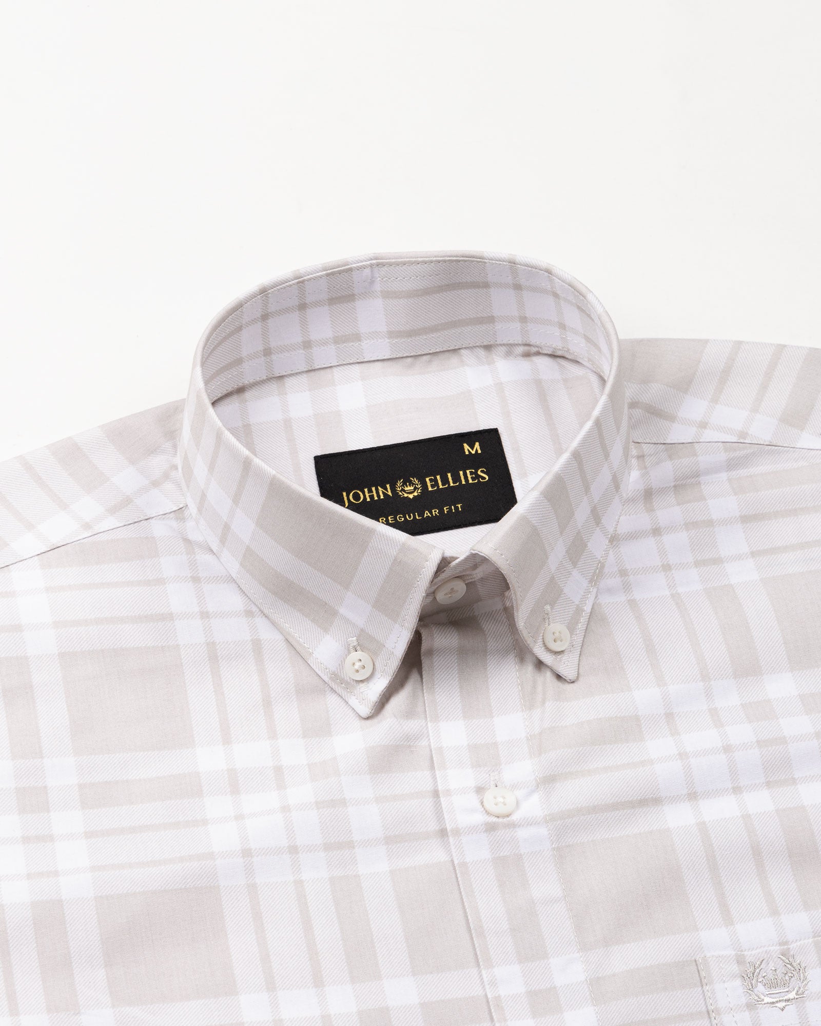 Gogh Cream Check Button Down Cotton Shirt - John Ellies