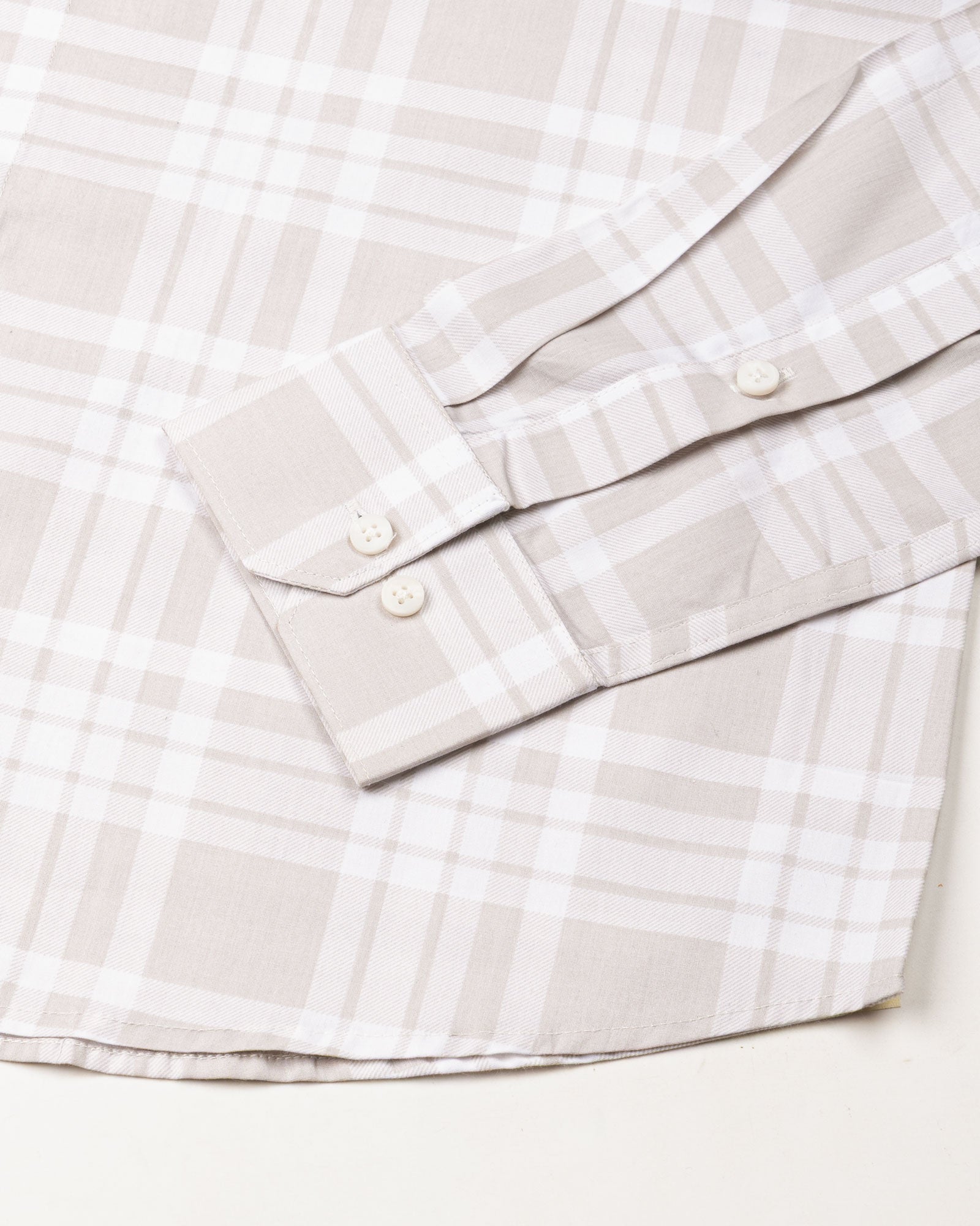 Gogh Cream Check Button Down Cotton Shirt - John Ellies