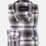 Gogh Brown Check Button Down Cotton Shirt - John Ellies