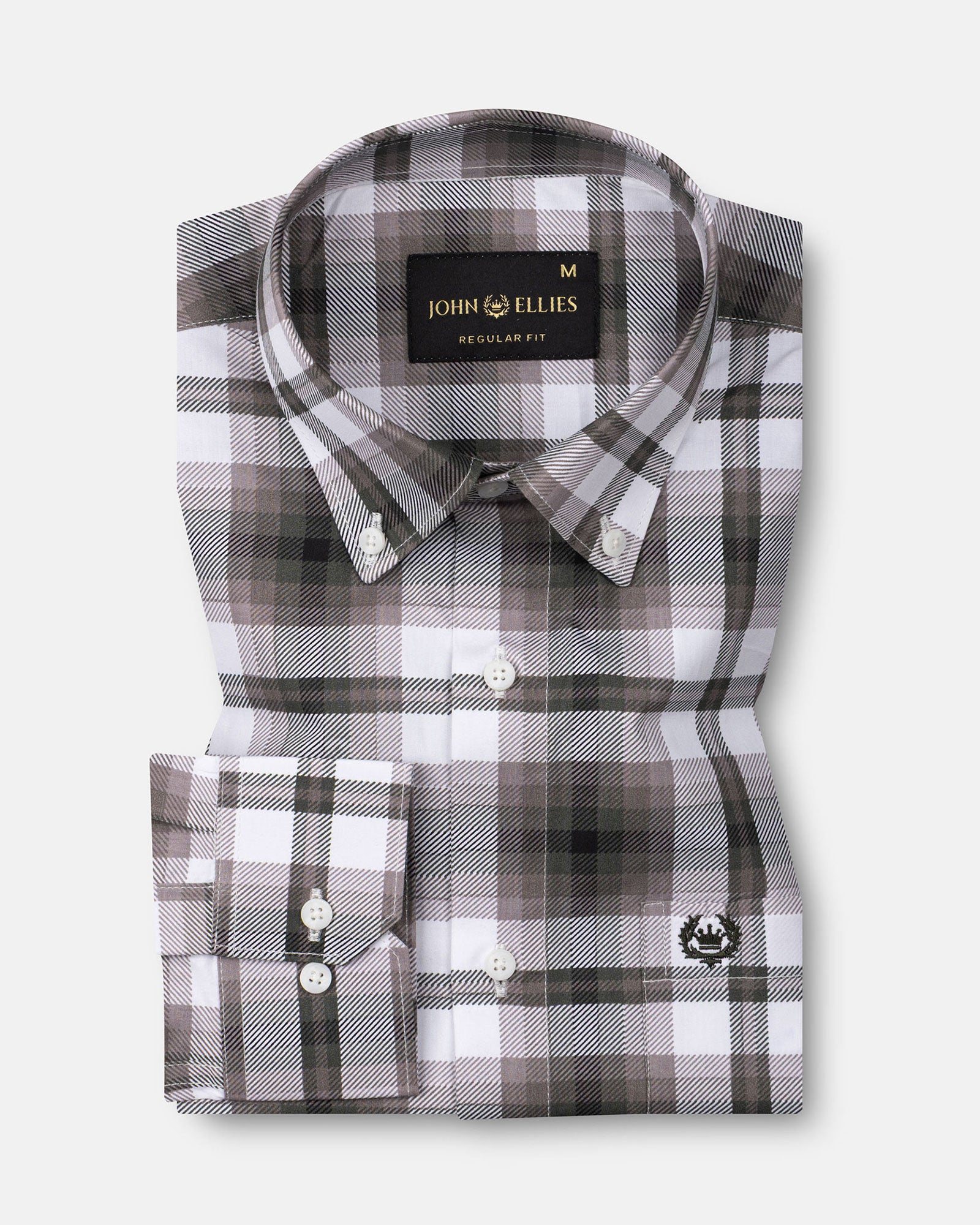 Gogh Brown Check Button Down Cotton Shirt - John Ellies