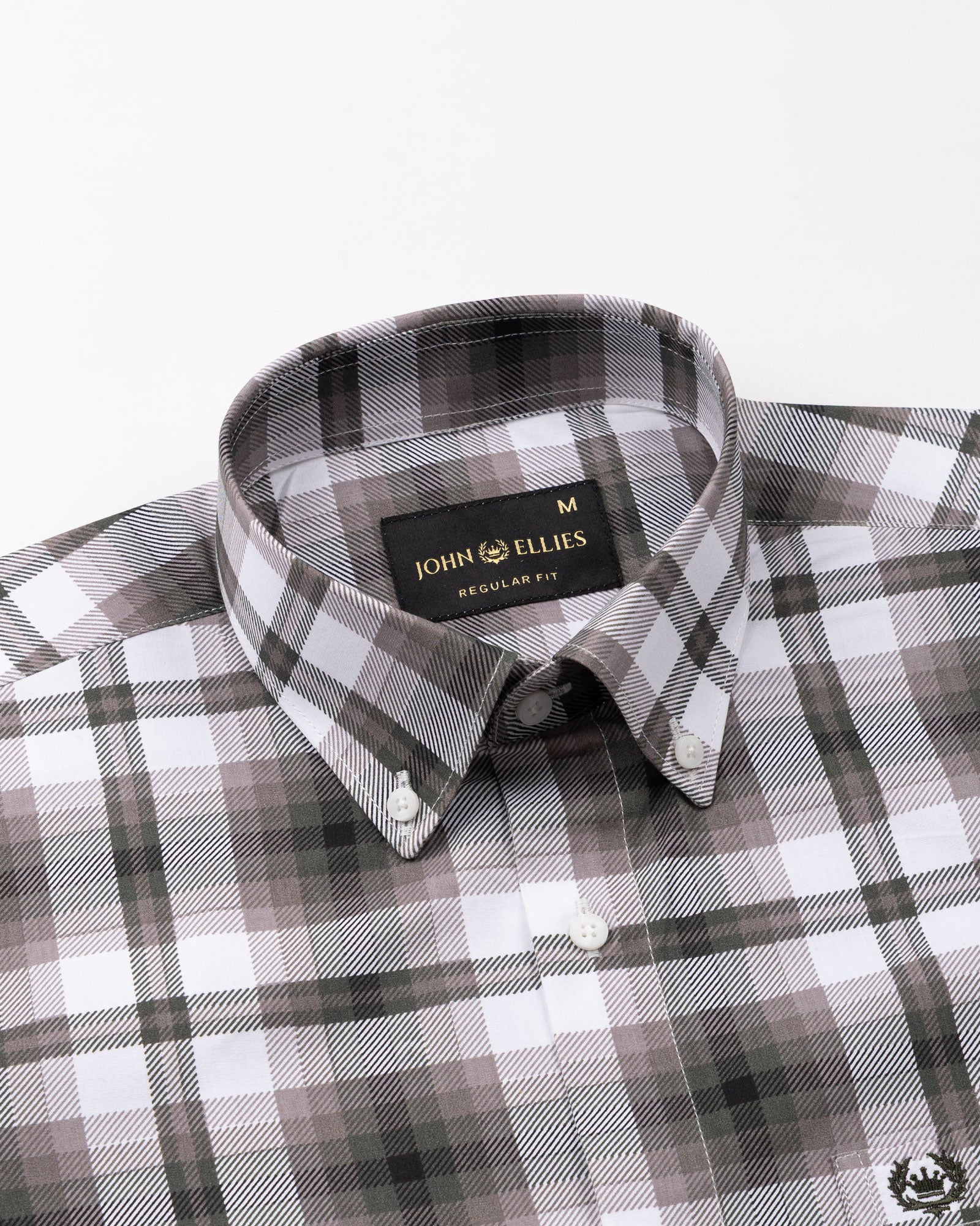 Gogh Brown Check Button Down Cotton Shirt - John Ellies