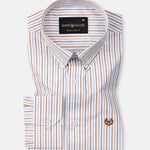 Kalom Brown Stripes Button Down Cotton Shirt - John Ellies