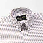 Kalom Brown Stripes Button Down Cotton Shirt - John Ellies