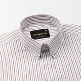 Kalom Brown Stripes Button Down Cotton Shirt - John Ellies