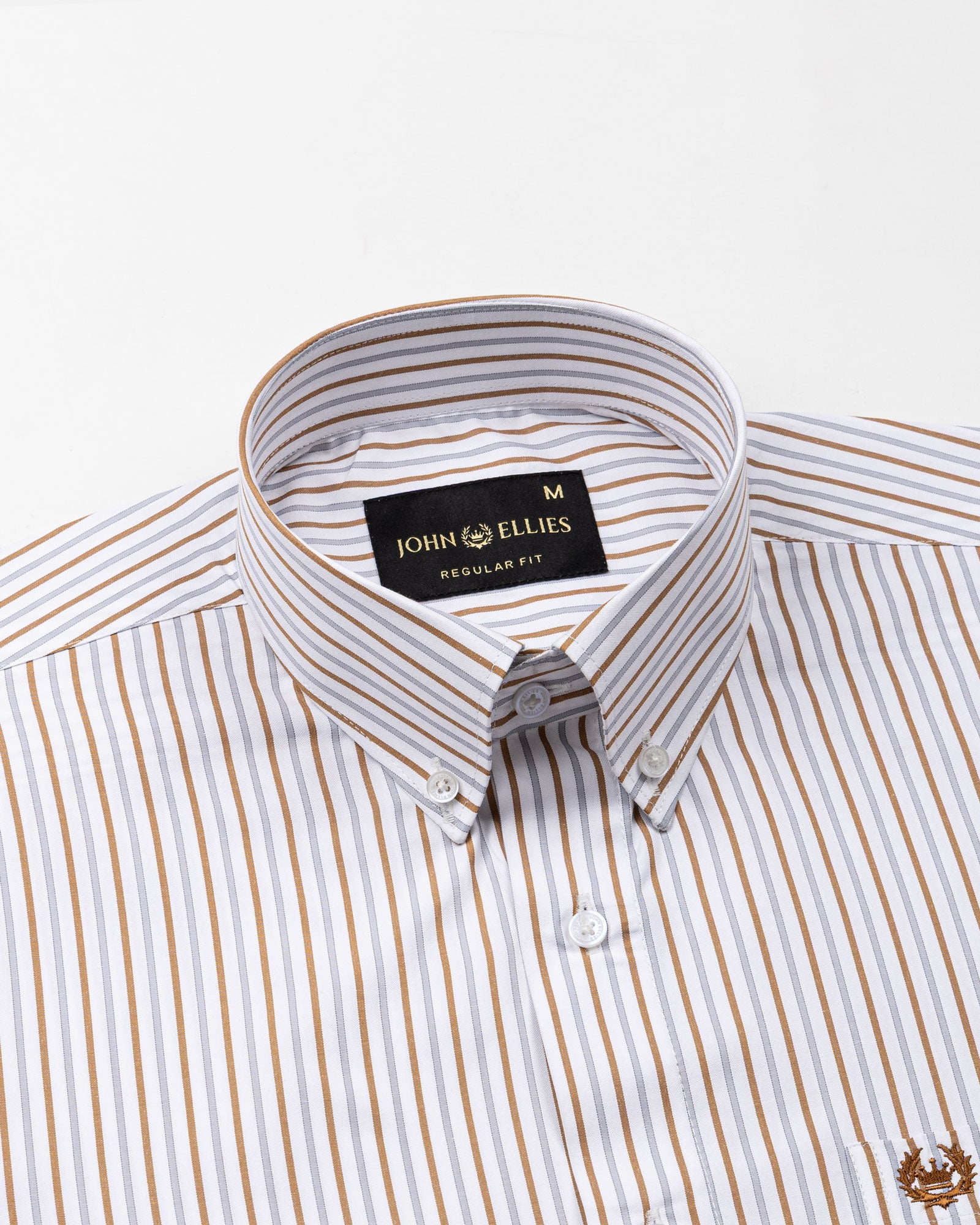 Kalom Brown Stripes Button Down Cotton Shirt - John Ellies