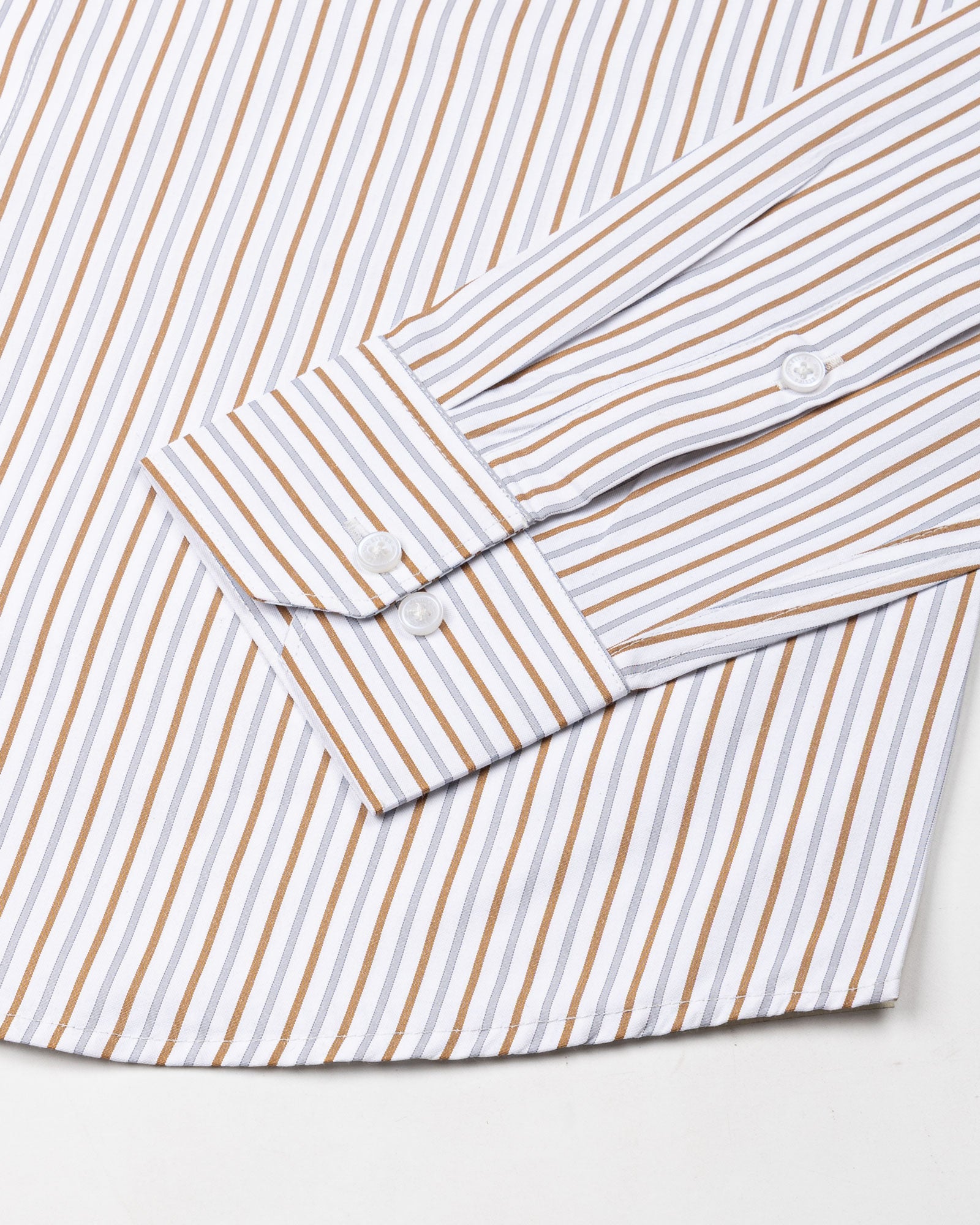Kalom Brown Stripes Button Down Cotton Shirt - John Ellies