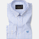 Kalom Blue Stripes Button Down Cotton Shirt - John Ellies