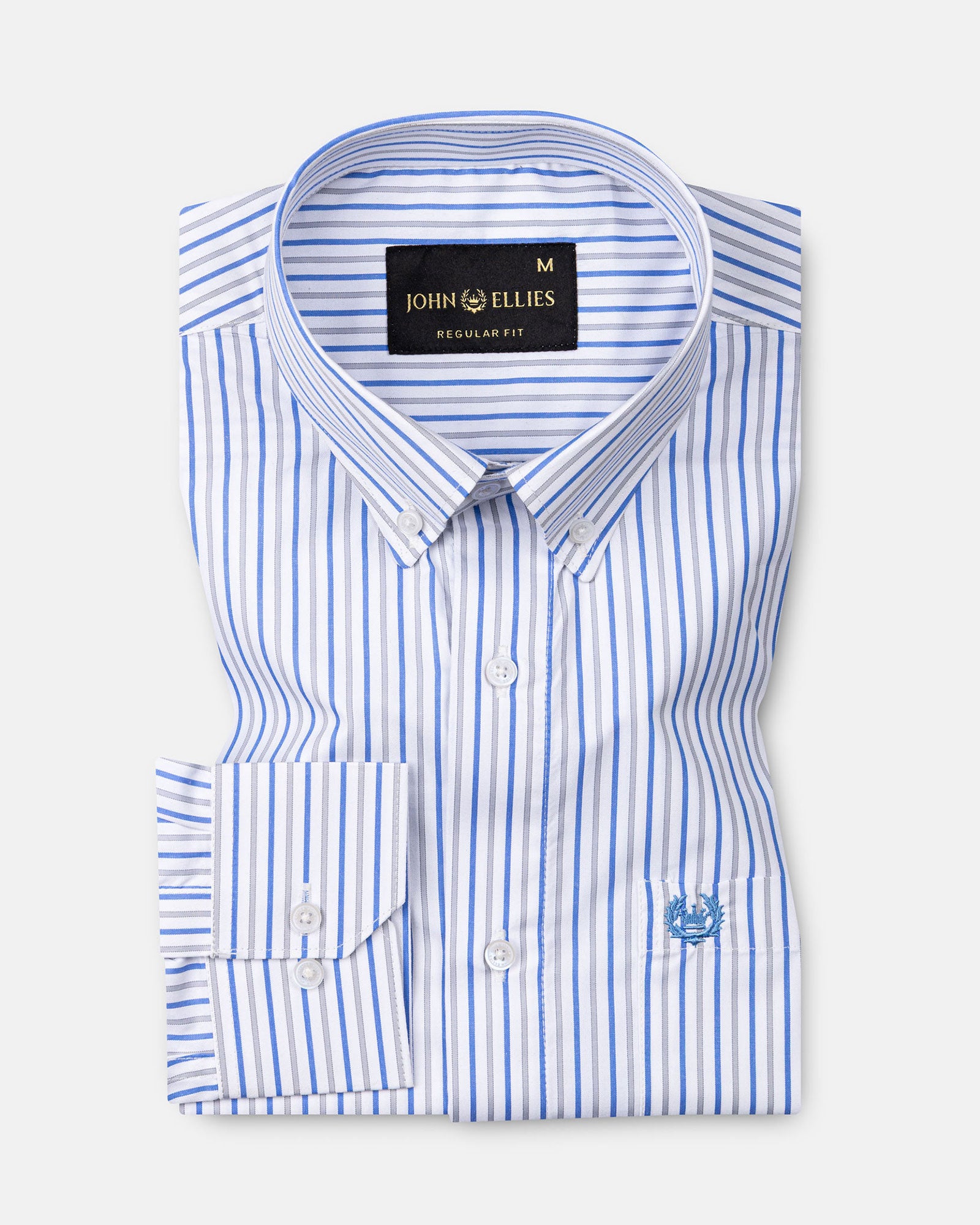 Kalom Blue Stripes Button Down Cotton Shirt - John Ellies