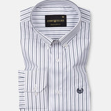 Kalom Grey Stripes Button Down Cotton Shirt - John Ellies