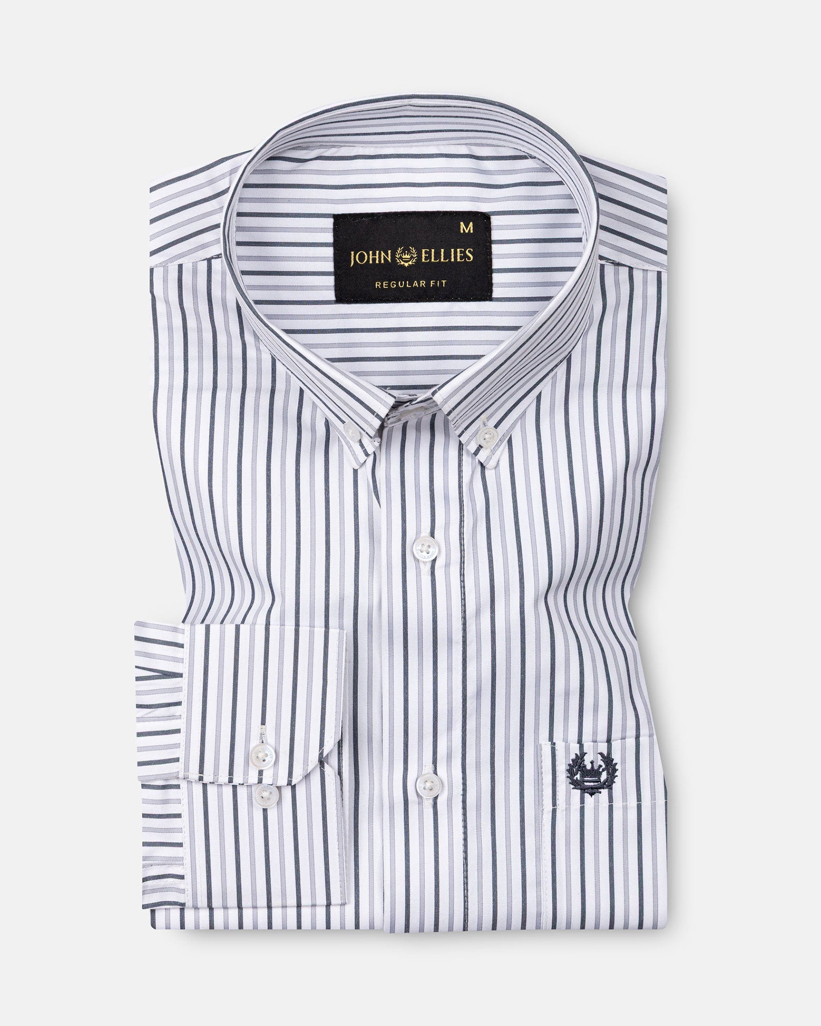 Kalom Grey Stripes Button Down Cotton Shirt - John Ellies