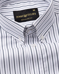 Kalom Grey Stripes Button Down Cotton Shirt - John Ellies