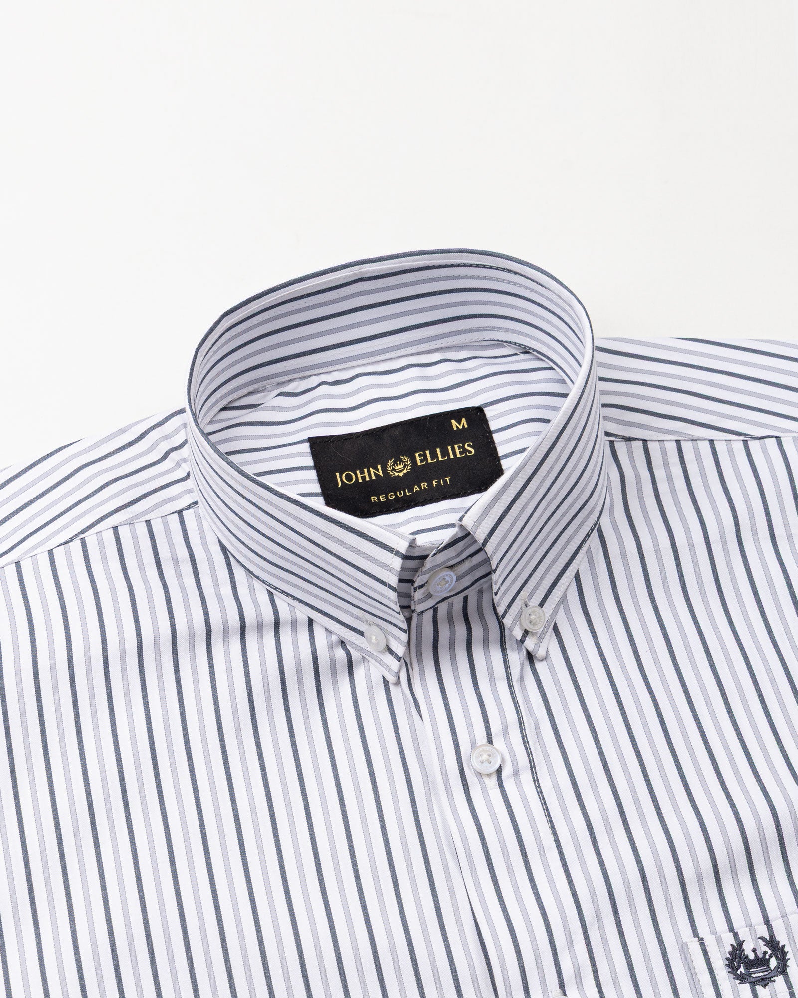 Kalom Grey Stripes Button Down Cotton Shirt - John Ellies