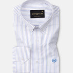 Quoram Blue Pin Stripes Button Down Cotton Shirt - John Ellies