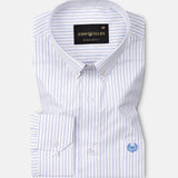 Quoram Blue Pin Stripes Button Down Cotton Shirt - John Ellies