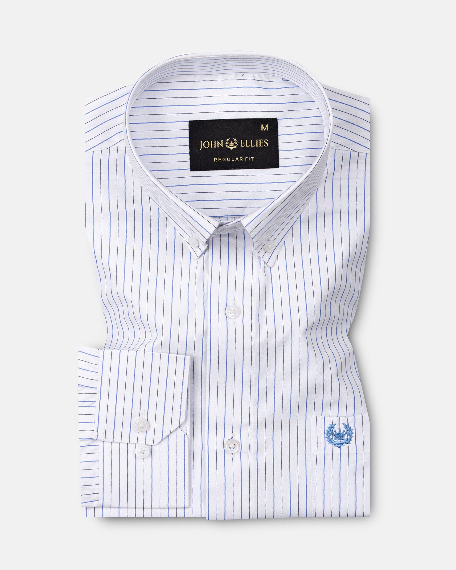 Quoram Blue Pin Stripes Button Down Cotton Shirt - John Ellies