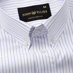 Quoram Blue Pin Stripes Button Down Cotton Shirt - John Ellies