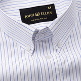 Quoram Blue Pin Stripes Button Down Cotton Shirt - John Ellies