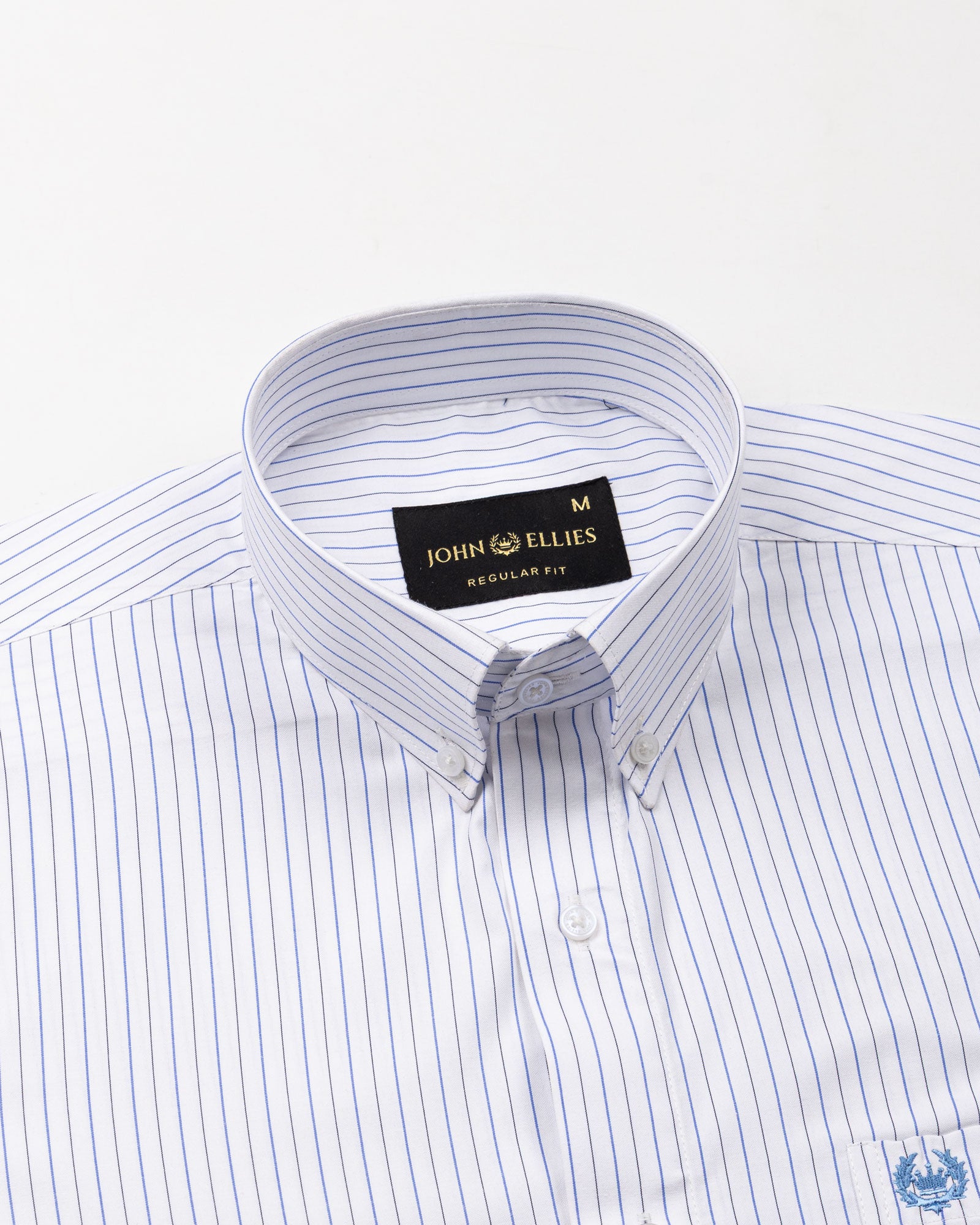 Quoram Blue Pin Stripes Button Down Cotton Shirt - John Ellies
