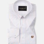 Quoram Brown Pin Stripes Button Down Cotton Shirt - John Ellies