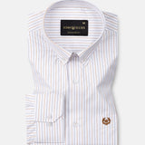 Quoram Brown Pin Stripes Button Down Cotton Shirt - John Ellies