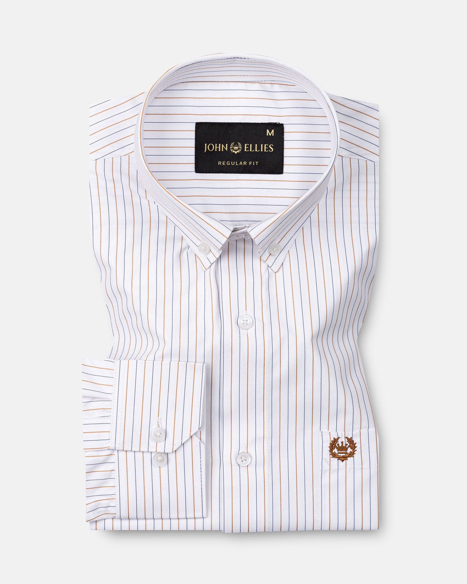Quoram Brown Pin Stripes Button Down Cotton Shirt - John Ellies