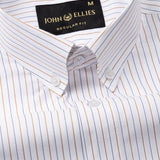 Quoram Brown Pin Stripes Button Down Cotton Shirt - John Ellies
