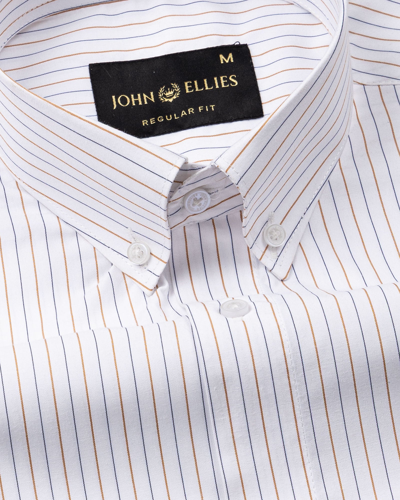 Quoram Brown Pin Stripes Button Down Cotton Shirt - John Ellies