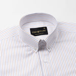 Quoram Brown Pin Stripes Button Down Cotton Shirt - John Ellies