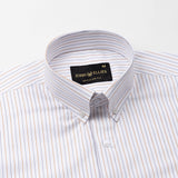 Quoram Brown Pin Stripes Button Down Cotton Shirt - John Ellies