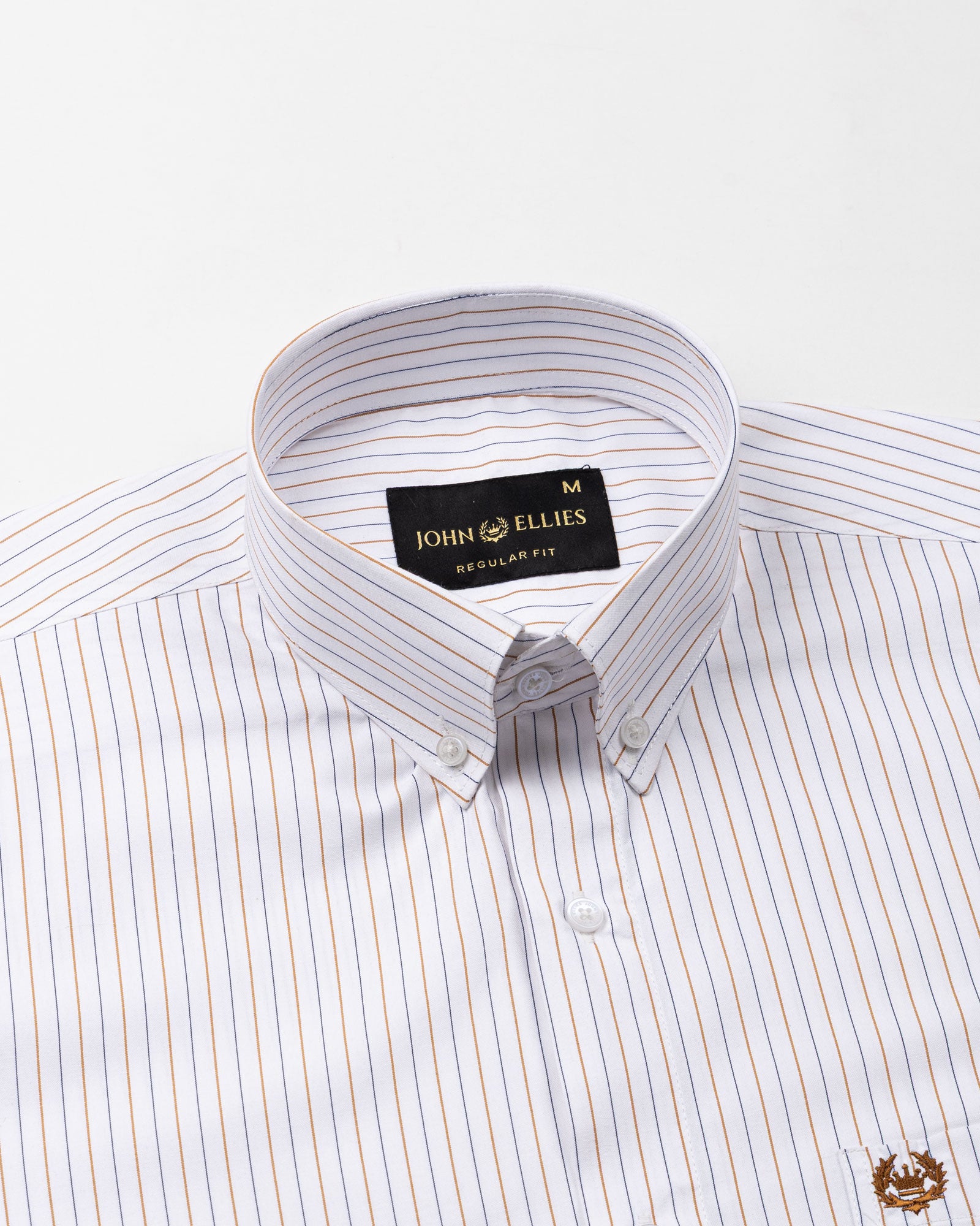 Quoram Brown Pin Stripes Button Down Cotton Shirt - John Ellies
