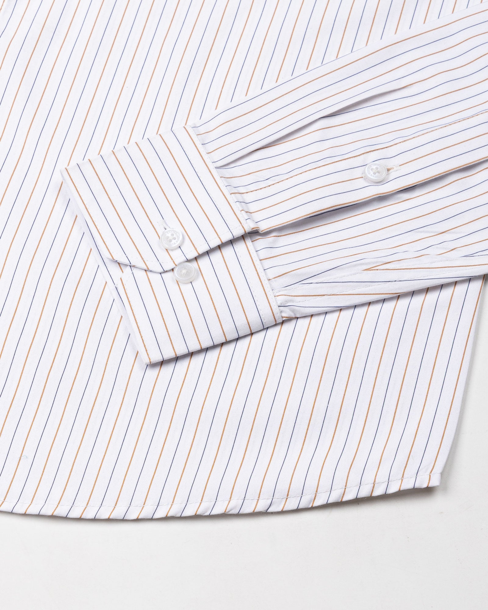 Quoram Brown Pin Stripes Button Down Cotton Shirt - John Ellies