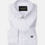 Quoram Grey Pin Stripes Button Down Cotton Shirt - John Ellies